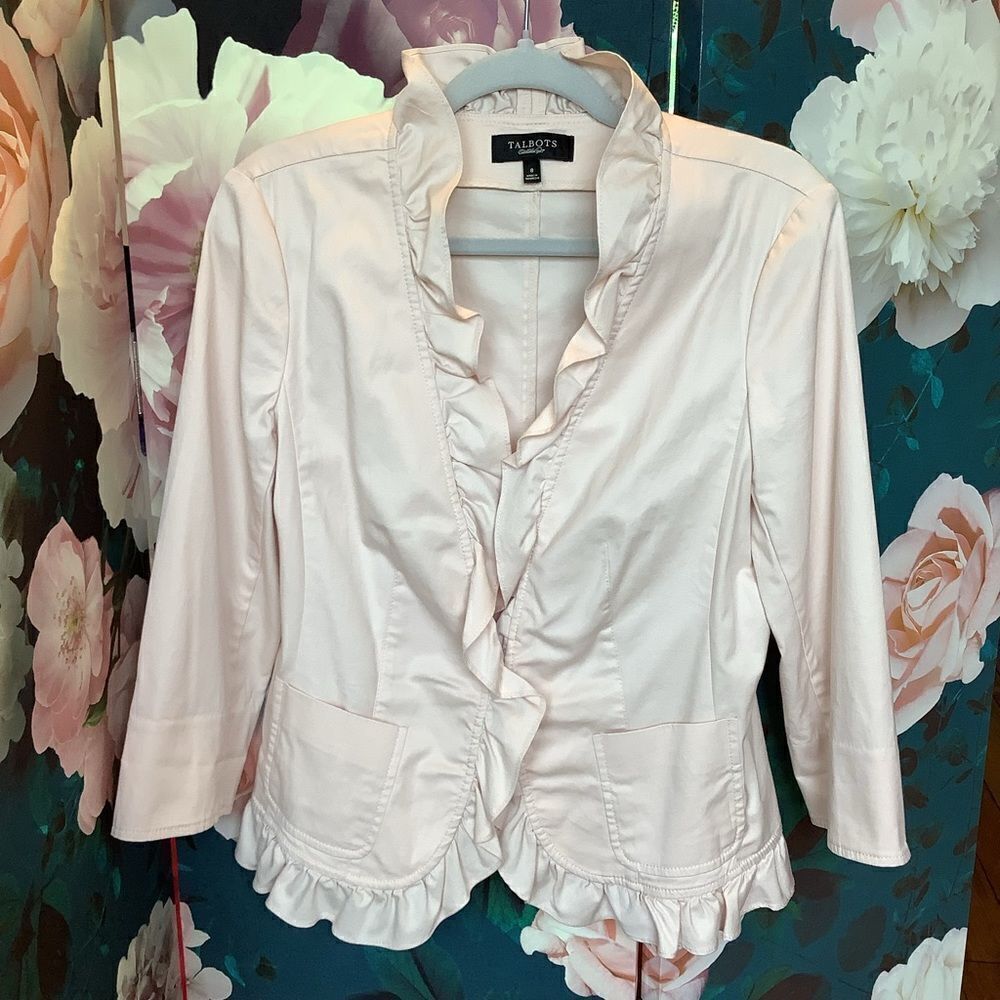 Talbots Light Pink Ruffle Jacket